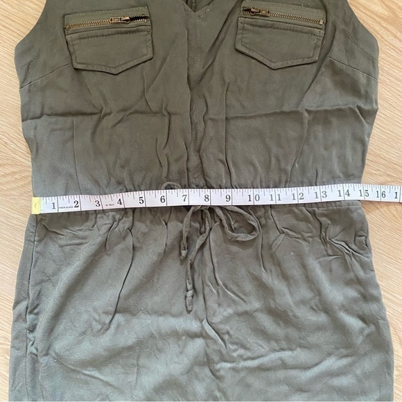 Smart Set Utility Dress Khaki Sleeveless Size 6 Safari Vibe Drawstring Waist - Picture 8 of 13